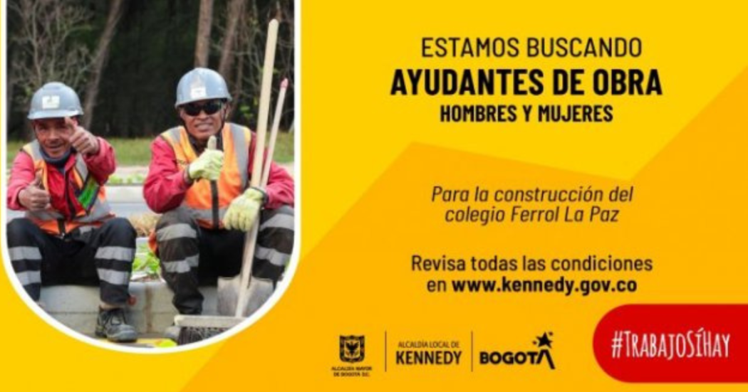 Empleo en Bogotá trabaja en la construcción de colegio en Kennedy