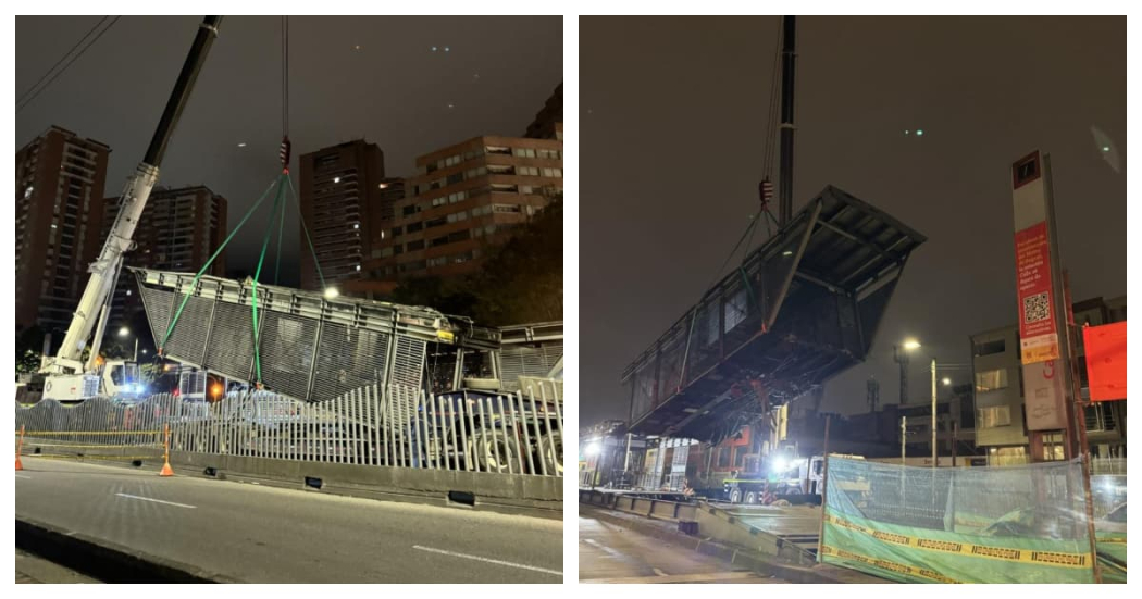 Desmonte de estructura de estación calle 26 por obras Metro de Bogotá