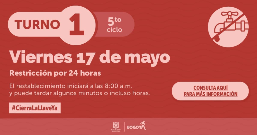 Banner racionamiento de agua 17 de mayo 