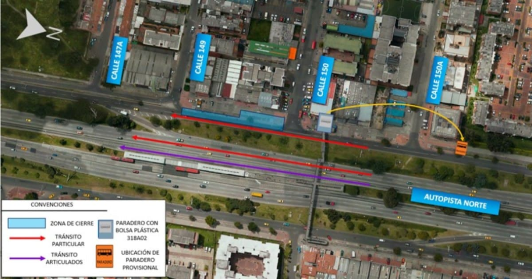 Movilidad Bogotá cierre de en autopista Norte entre calles 150 y 149