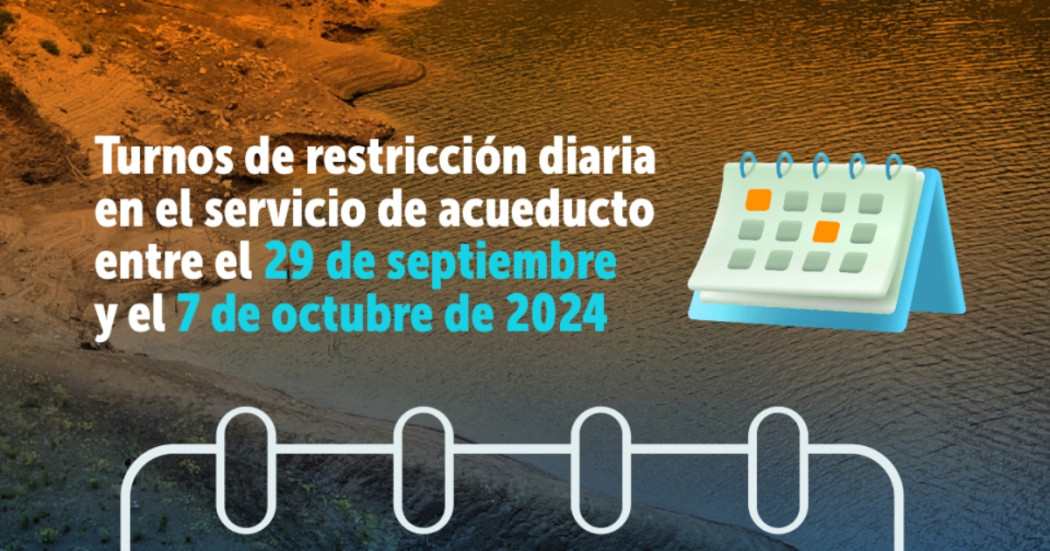 Racionamiento de agua en Bogotá turnos 29 de septiembre a 7 de octubre