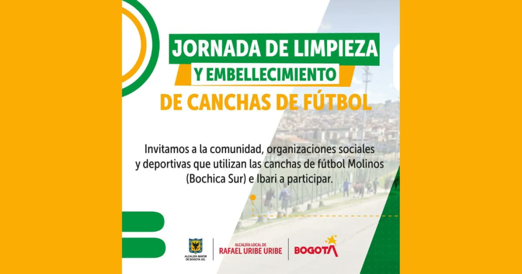 Jornada de limpieza y embellecimiento de canchas de fútbol en Bogotá