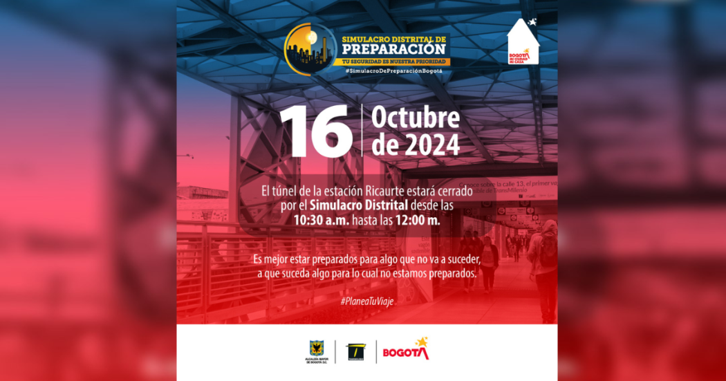 Simulacro Distrital en túnel de estación Ricaurte Bogotá 16 de octubre