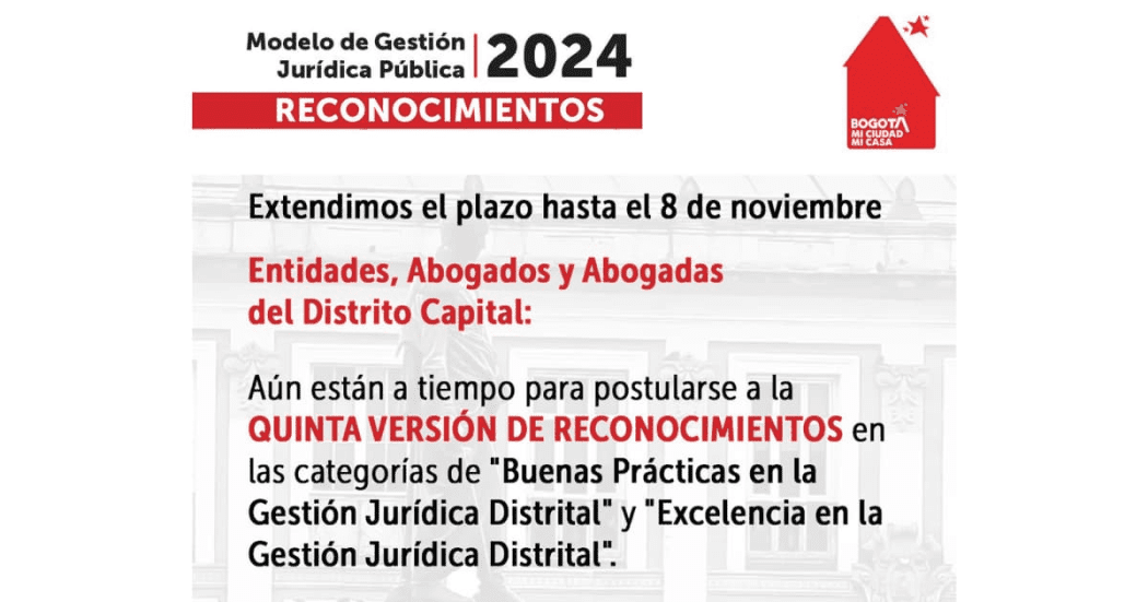 Distinción Gestión Jurídica Bogotá recibe inscritos hasta noviembre 8