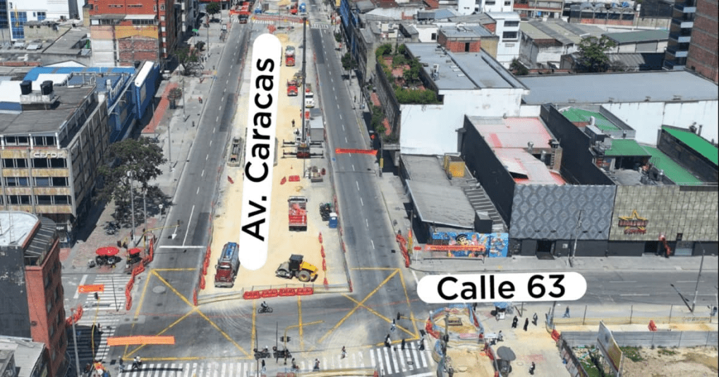 Línea 1 Metro Bogotá obras en la avenida Caracas entre calles 63 y 64