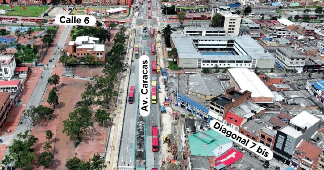 Cierre av Caracas calles 9 y 12 por obras de Línea 1 Metro de Bogotá