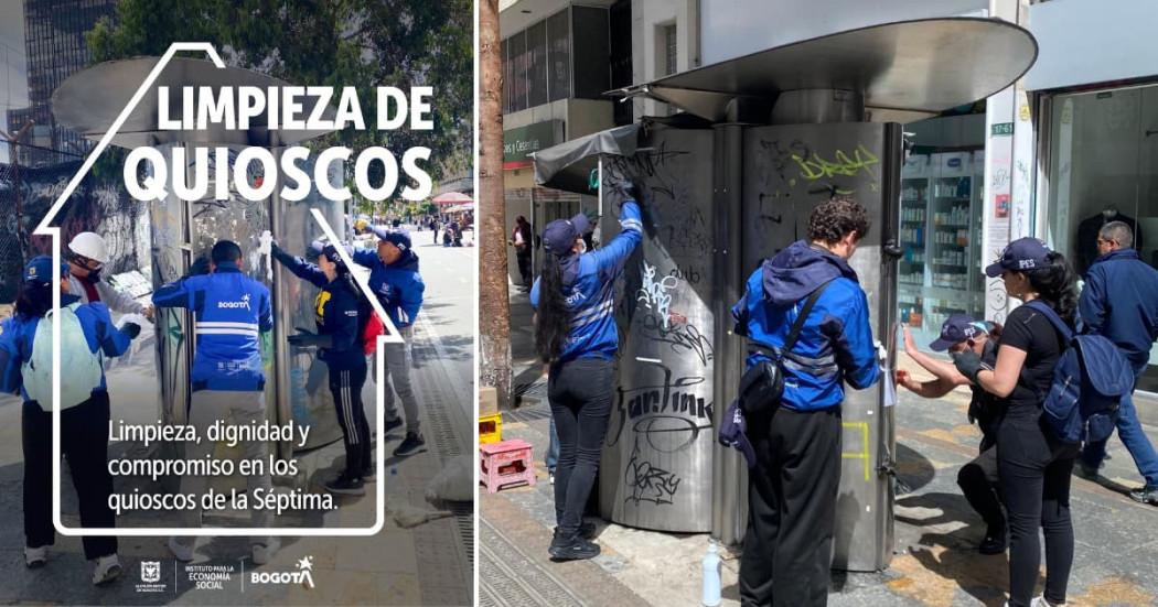 Bogotá lideró jornada de limpieza de quioscos en la carrera Séptima