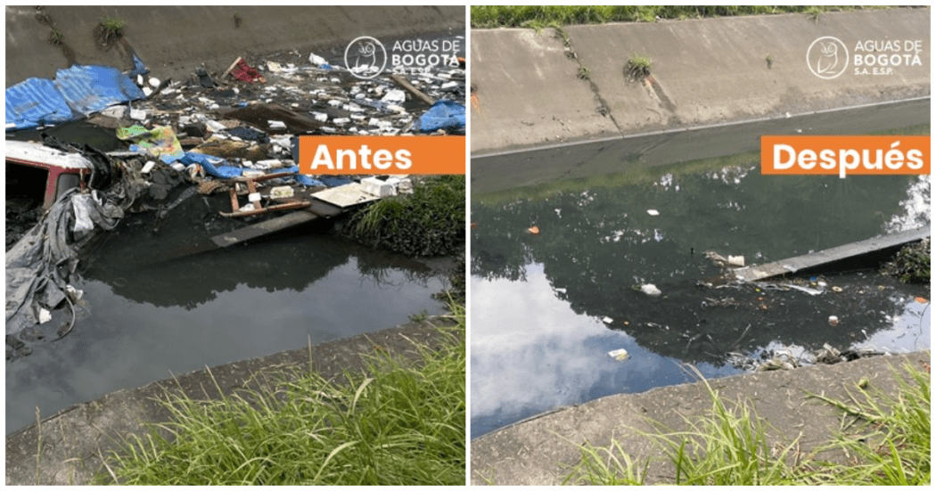 Distrito adelanta jornada de limpieza en canal Ángeles en Bogotá 