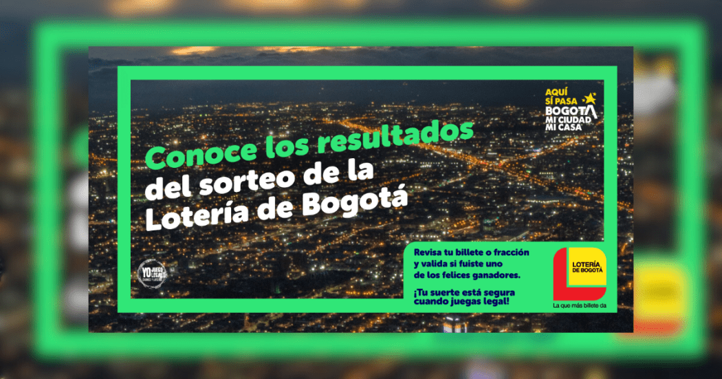 Imagen de la pieza gráfica que promociona el sorteo de la Lotería de Bogotá de este jueves 25 de septiembre.