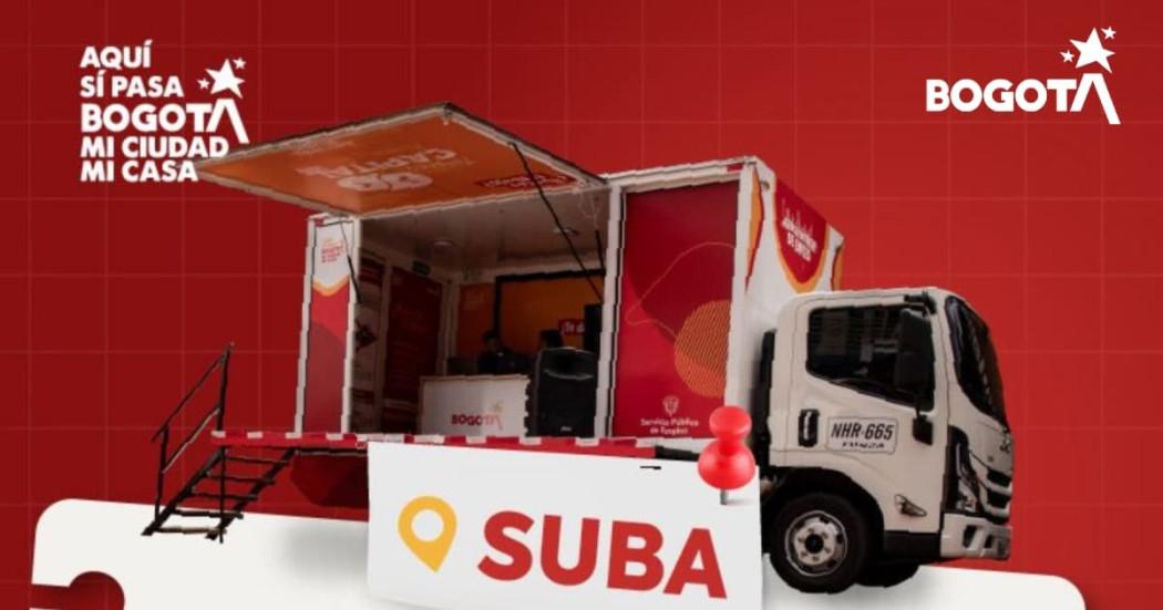 Foto e imagen de la Unidad Móvil de Atención de la Agencia Distrital de Empleo de Bogotá.