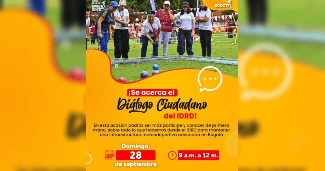 Bogotá realiza Diálogo Ciudadano IDRD domingo 28 de septiembre 2025