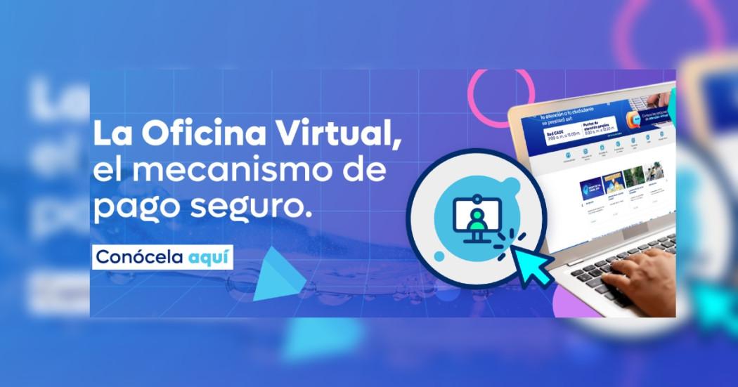 Pieza del Acueducto con información de la Oficina Virtual para pagar la factura de forma segura