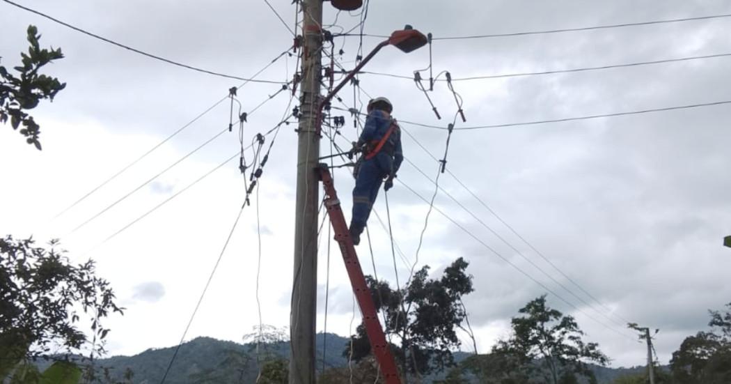 Foto de trabajadores de Enel Colombia realizando labores de mantenimiento