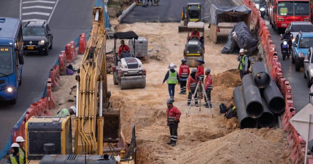 Imagen de trabajadores en la obra de la Troncal 68
