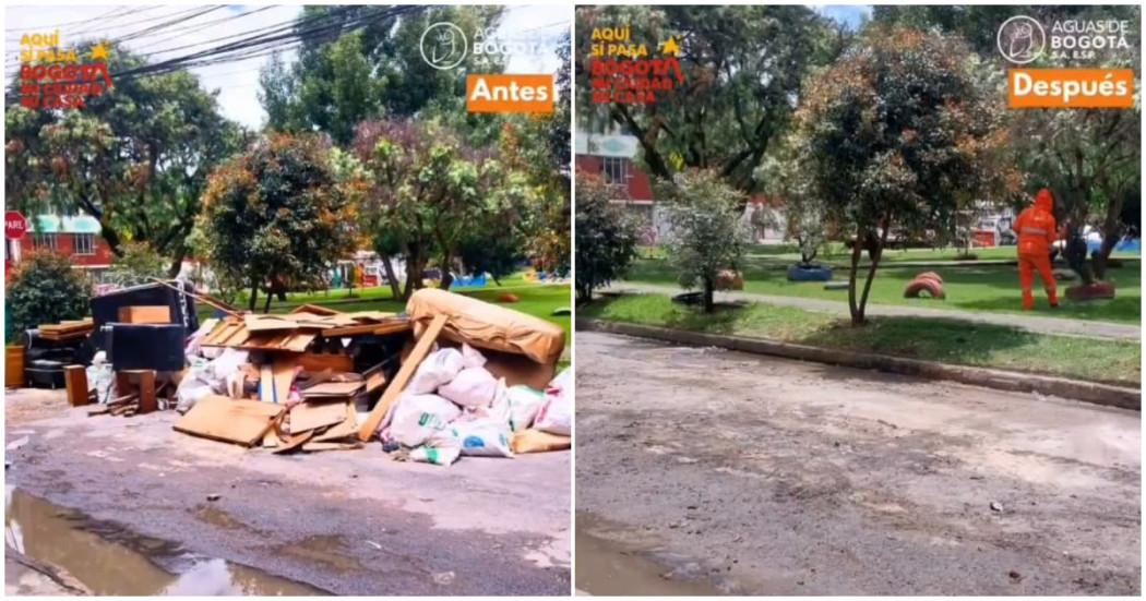 Foto trabajadores realizando limpieza de residuos