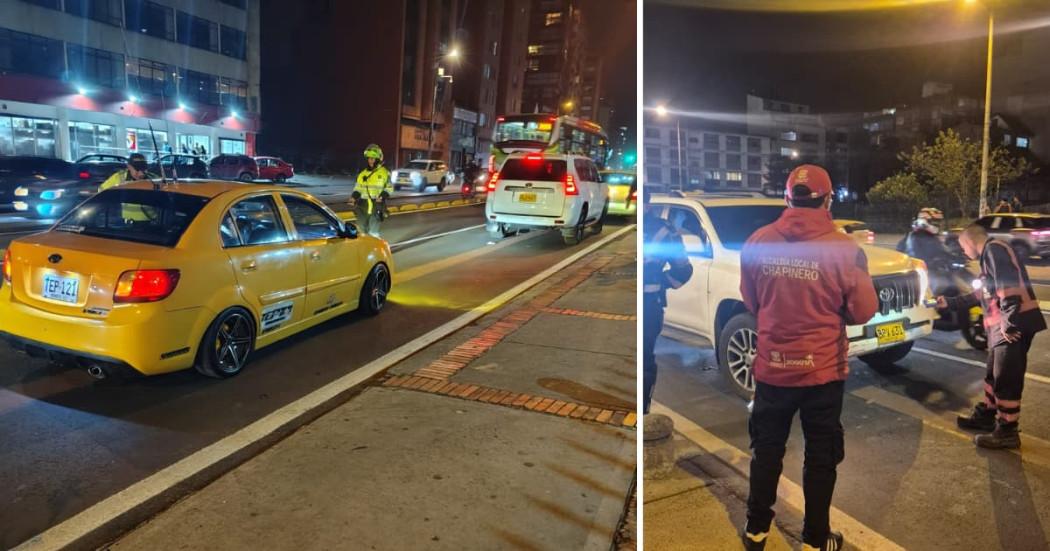 Fotos de uno de los puestos de control instalados en la carrera Séptima-