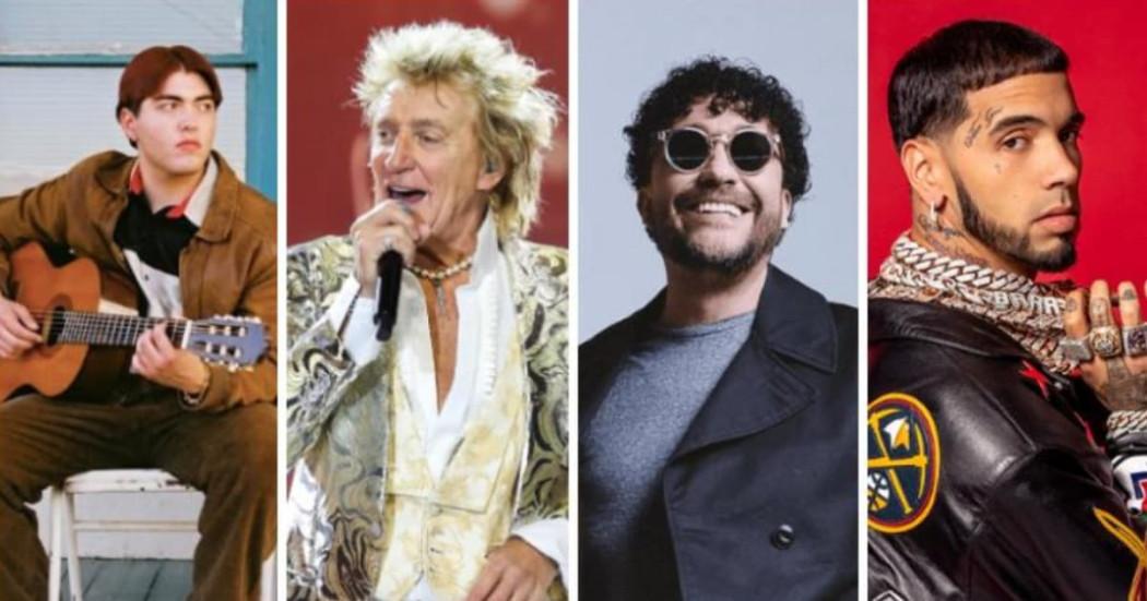 Carteles de los artistas David Guetta, Santiago Cruz, Andy Rivera, Anuel AA y Rauw Alejandro.