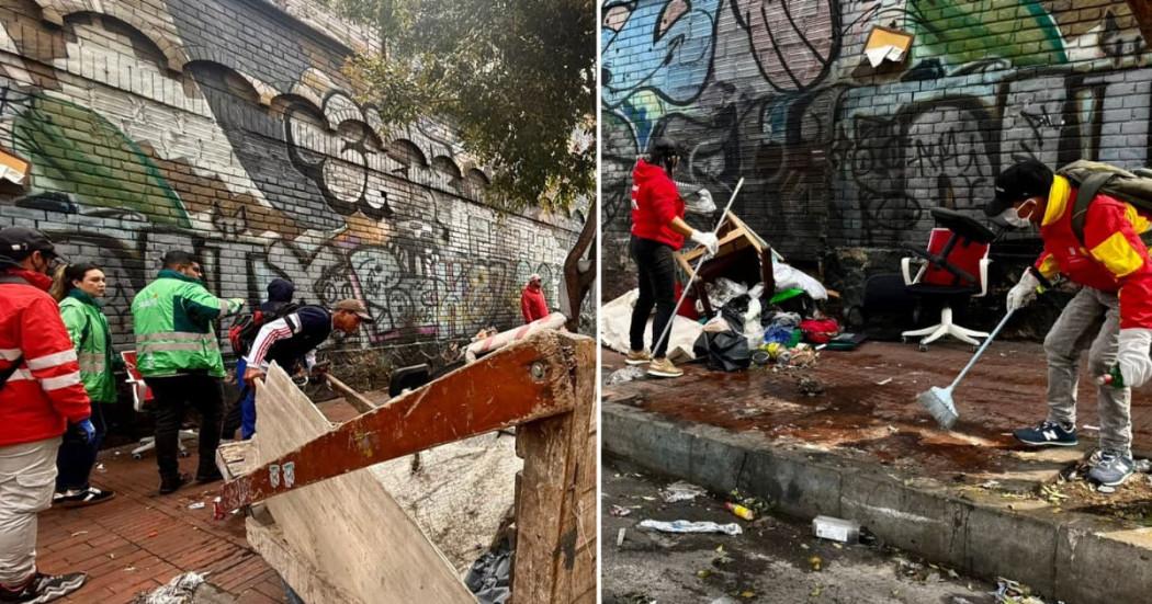 Imágenes de funcionarios del Distrito durante la recuperación de los 1.600 m² de espacio