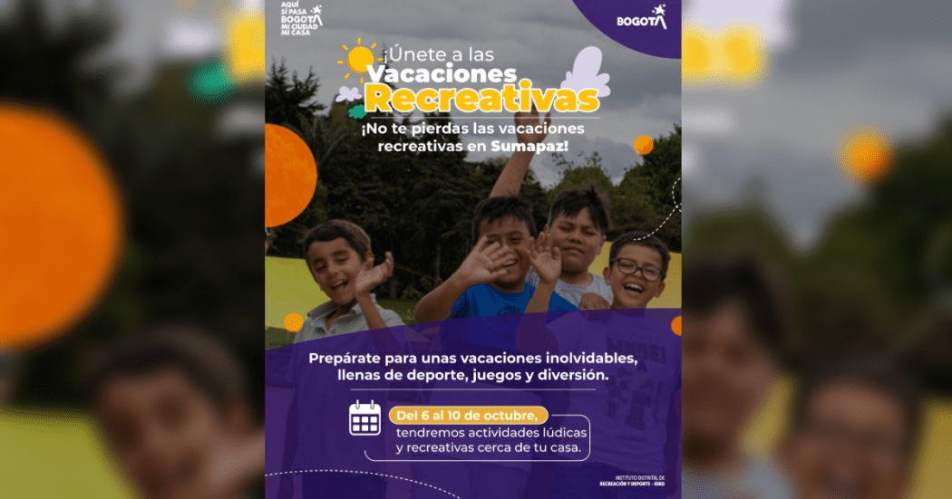 Imagen con información de las vacaciones recreativas en Sumapaz