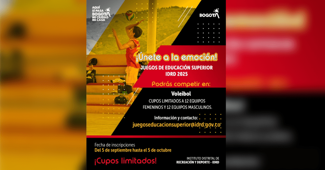 Imagen con información de las inscripciones de Voleibol de los Juegos de Educación Superior