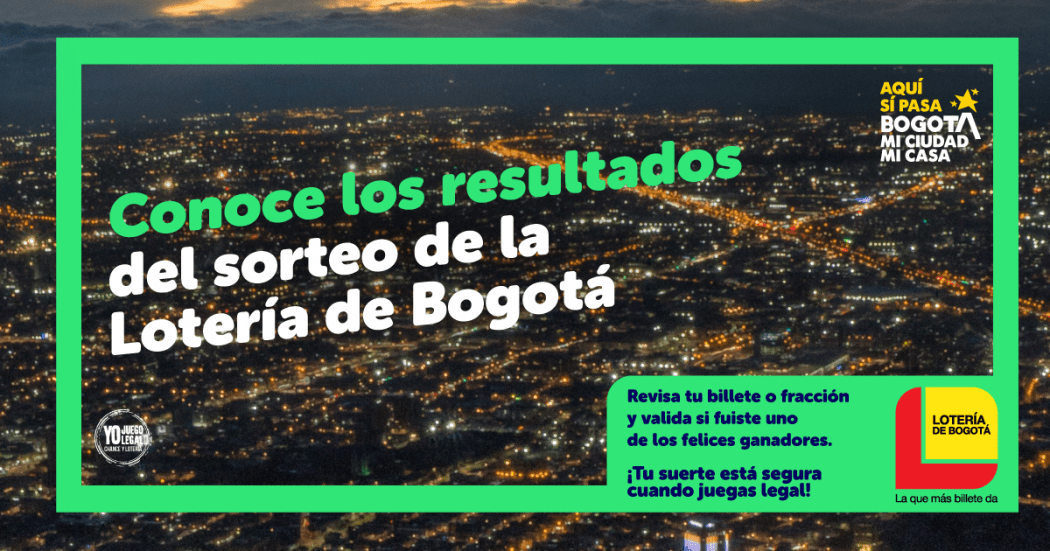 Imagen de la pieza gráfica que promociona el sorteo de la Lotería de Bogotá de este jueves 9 de octubre