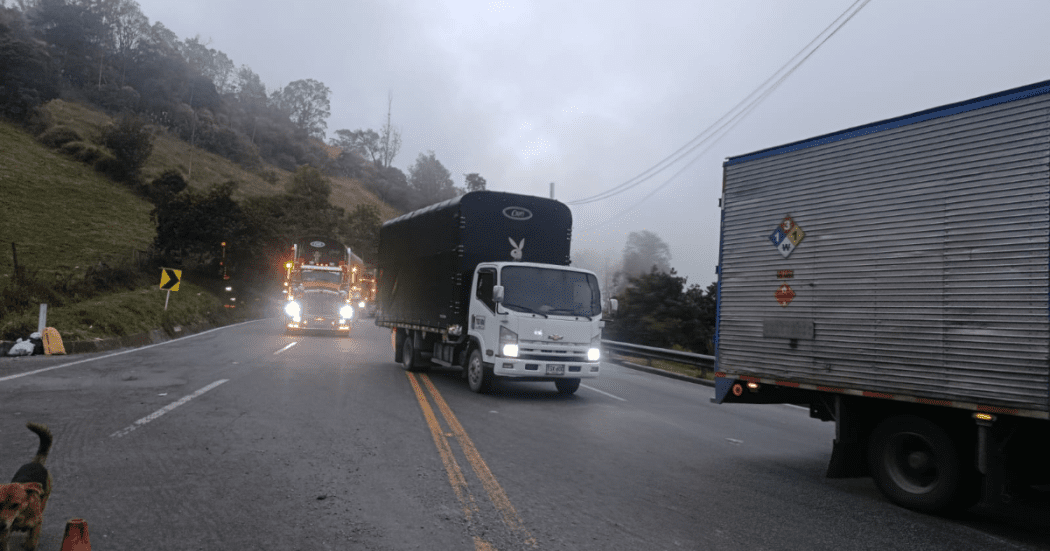 Imagen de un camión y tractomulas en la Vía al Llano