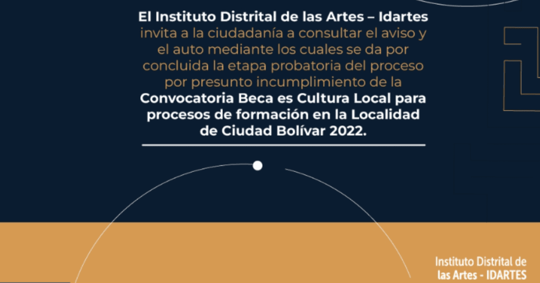 Imagen del aviso con la información del cierre del proceso.