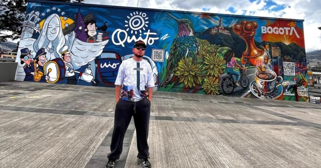 Foto del mural construído en Quito, como parte de la alianza de turismo con Bogotá.