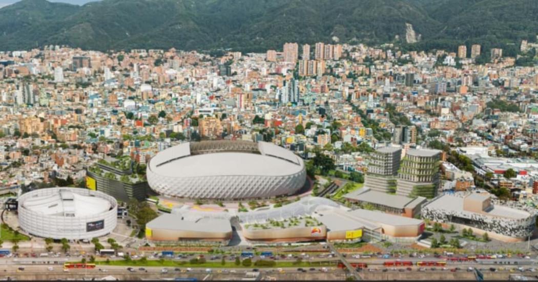 Foto con render del uevo Complejo Cultural y Deportivo El Campín (CDEC) en Bogotá.