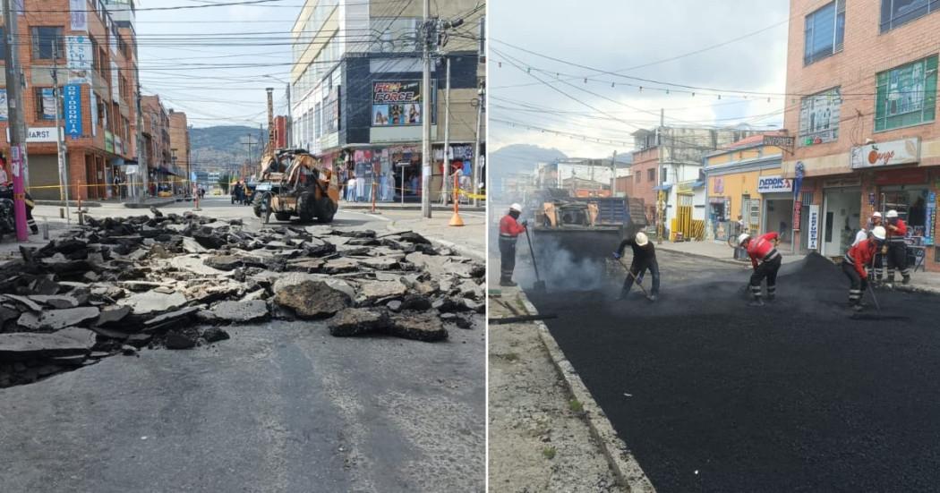 Obras en Bogotá de rehabilitación de vías en el barrio 20 de Julio 