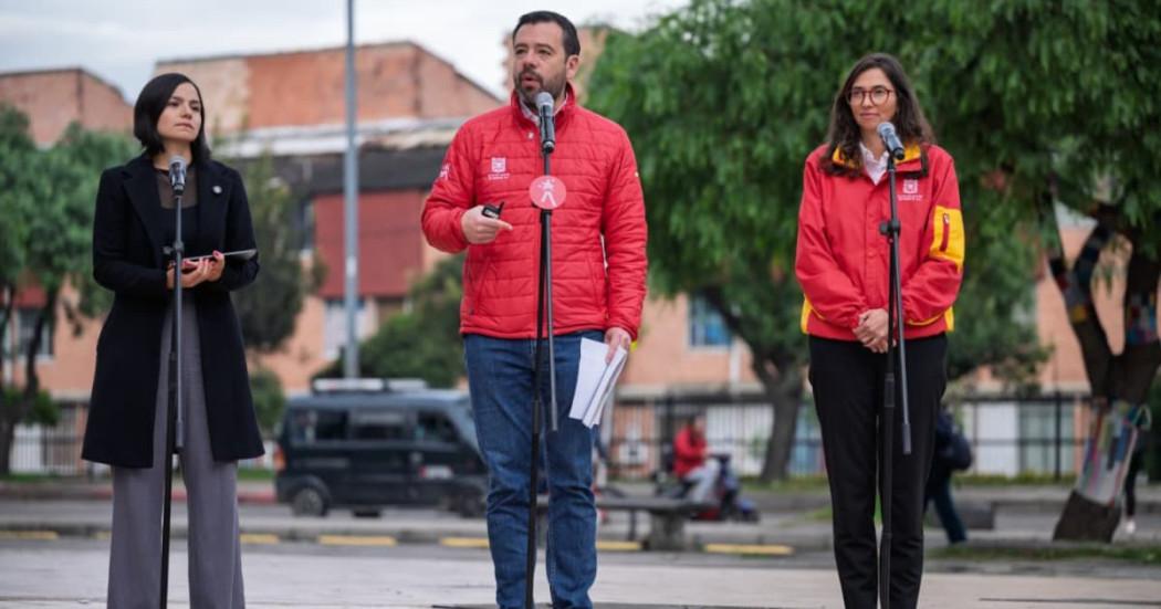 Rueda de prensa El alcalde mayor de Bogotá, Carlos Fernando Galán, junto a la secretaria de Movilidad, Claudia Díaz, y la secretaria de Hacienda, Ana María Cadena