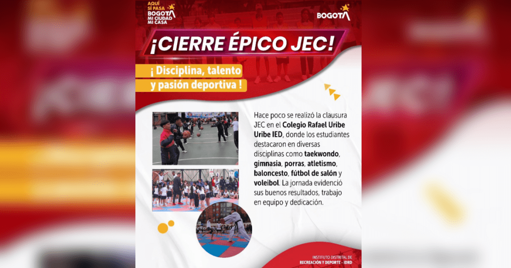 Imagen con información de la Clausura de la Jornada Escolar Complementaria