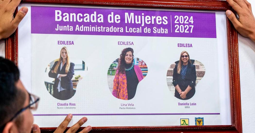 Una foto de un afiche de la bancada de mujeres de la Junta Administradora Local de Suba