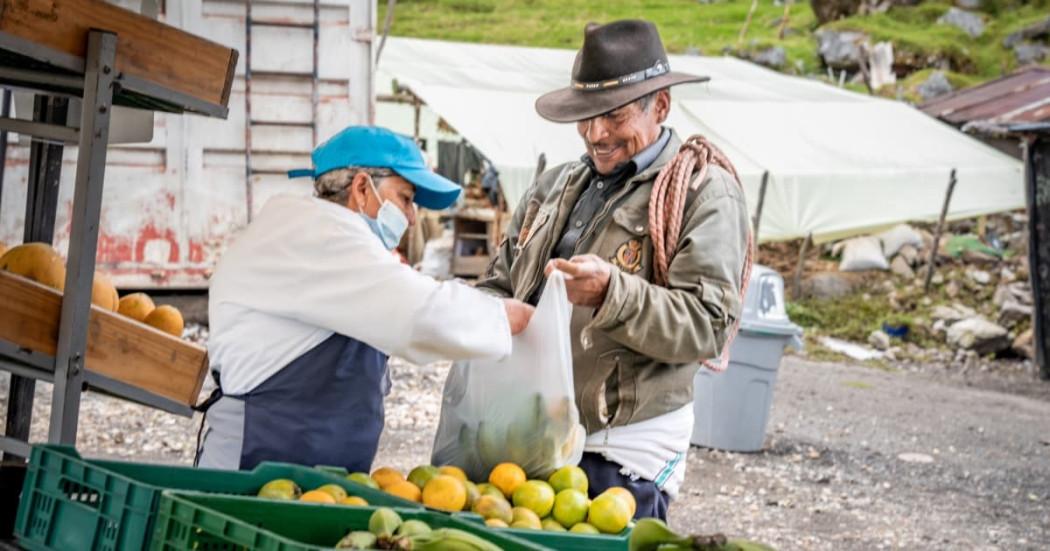 Una persona vendiendo frutas en zona rural de Bogotá