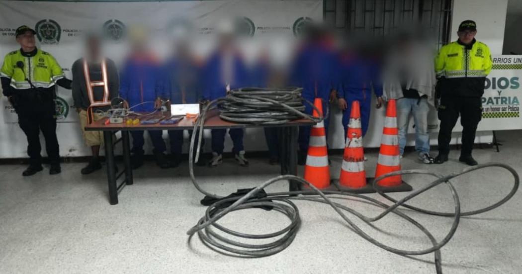 En la foto las capturas de estas personas por hurto de cable