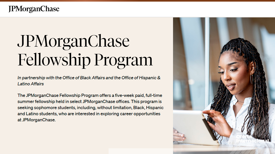 Programa de fellowship de verano en JPMorganChase para estudiantes universitarios.