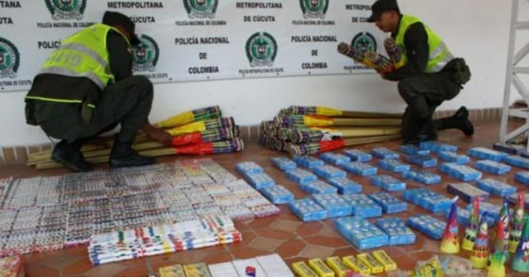 Foto de incautación de pólvora en Bogotá.