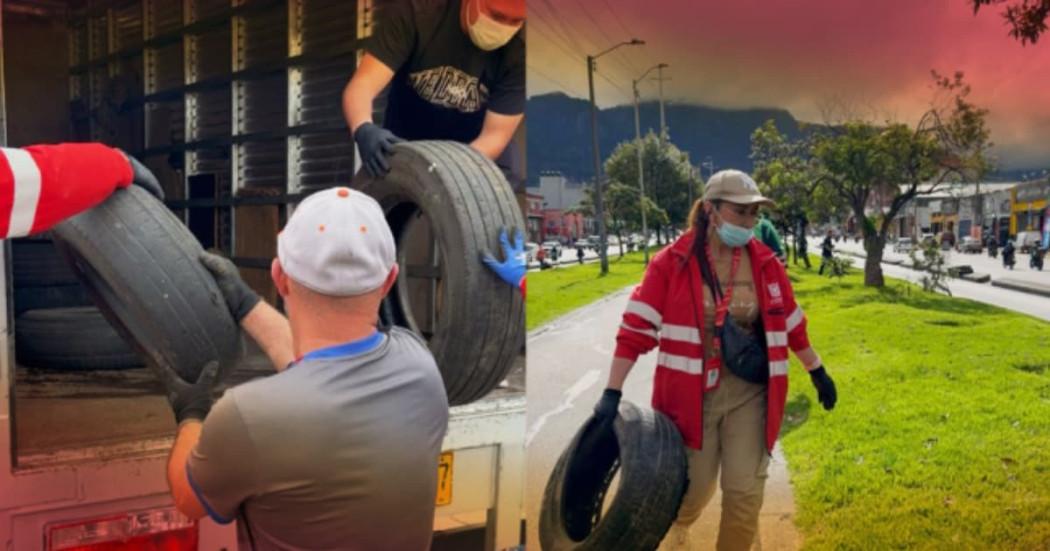 Fotos del operativo de espacio público en el Canal Comuneros en el centro de Bogotá.