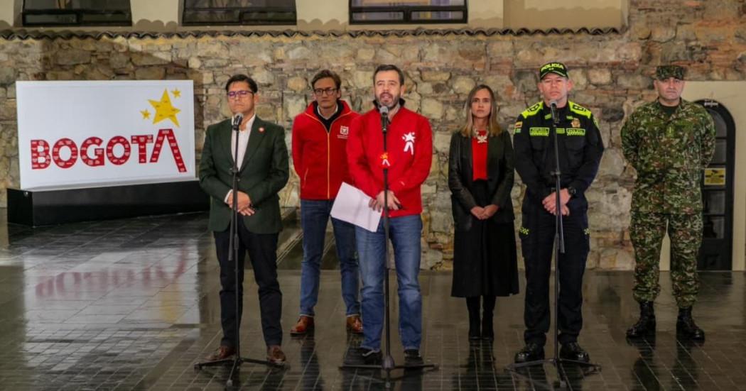 Foto de la rueda de prensa liderada por el alcalde Carlos Fernando Galán en la que se dieron a conocer resultados en materia de seguridad en 2025.