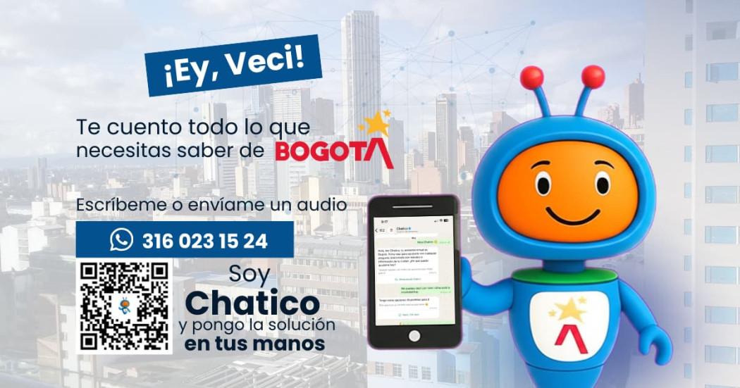 pieza de diseño donde se da información de cómo hablar con chatico