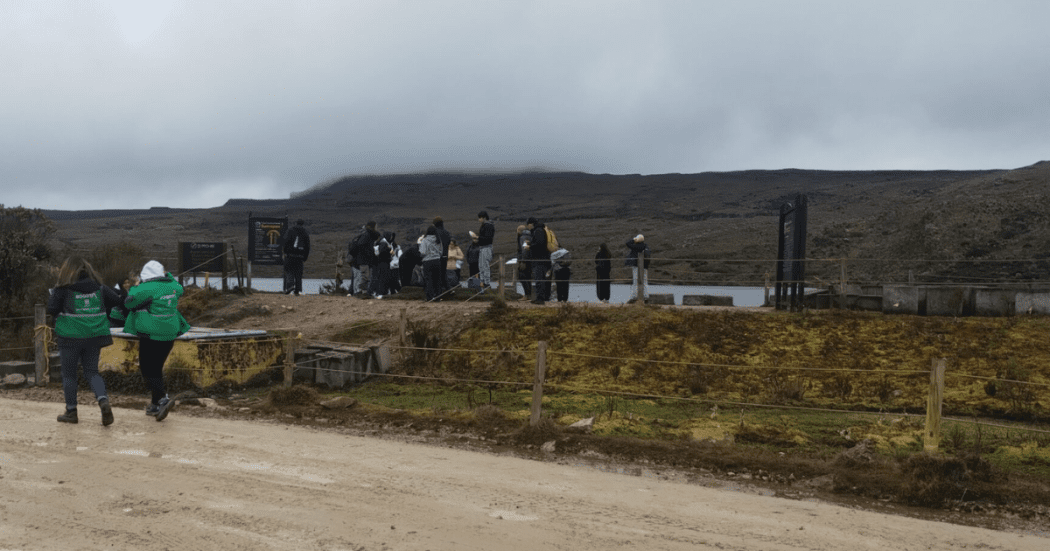 Foto los estudiantes en un páramo de Bogotá 