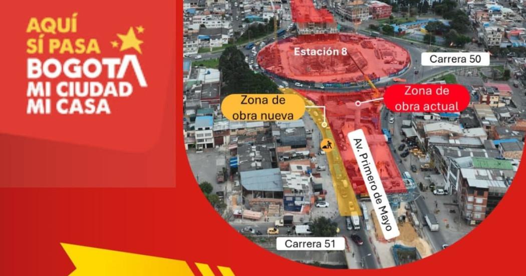 Foto de la avenida Primero de Mayo entre carrera 50 y 51 , donde se implementaron nuevos cierres por obras del Metro.