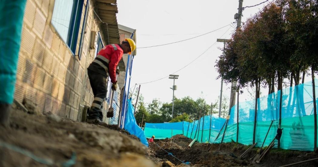 Foto de obras en vías de Bilbao en Suba.
