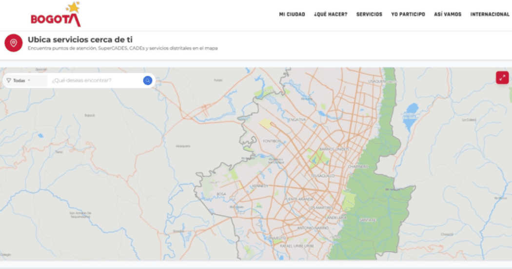 mapa interactivo del Portal Bogotá