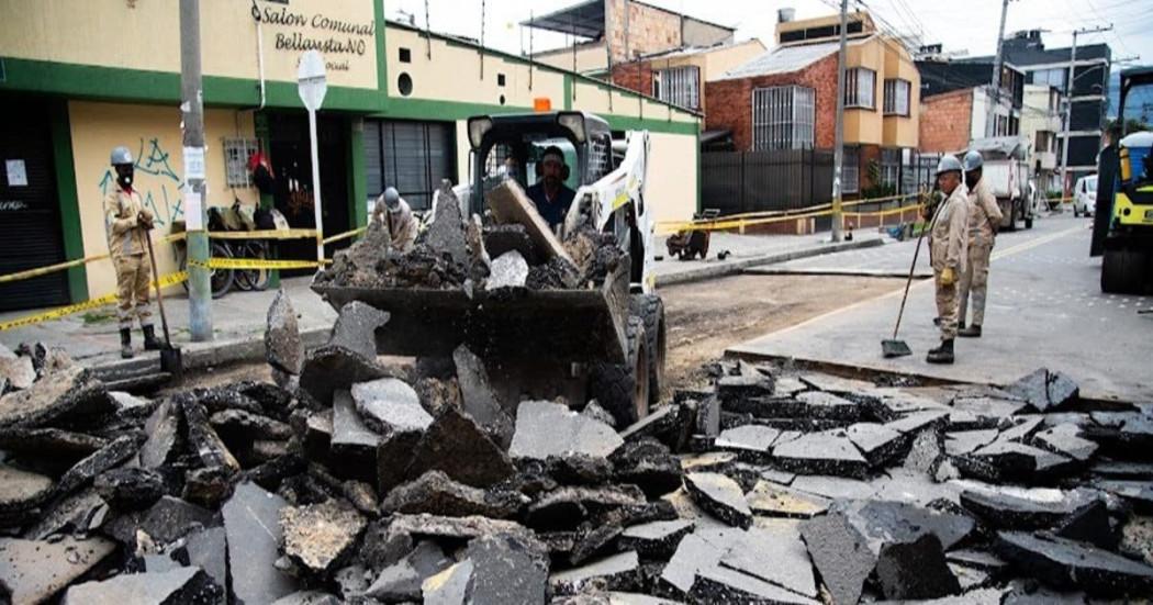 Foto de un arreglo de una vía en Bogotá 