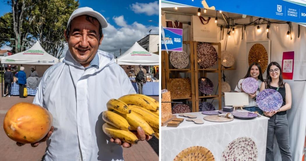 Fotos e beneficiarios de los programas programas ‘Hecho en Bogotá’ y 'Mercados Campesinos'.
