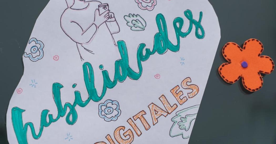 Dibujo en el que se lee "habilidades digitales"