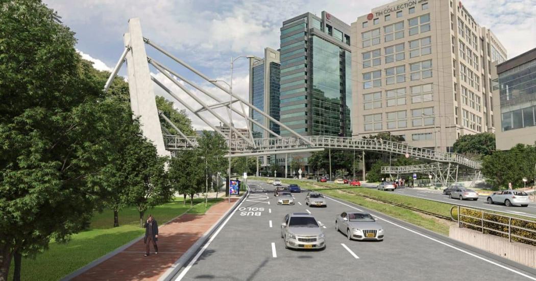 Rendern del puente peatonal calle 112 con av Novena Bogotá