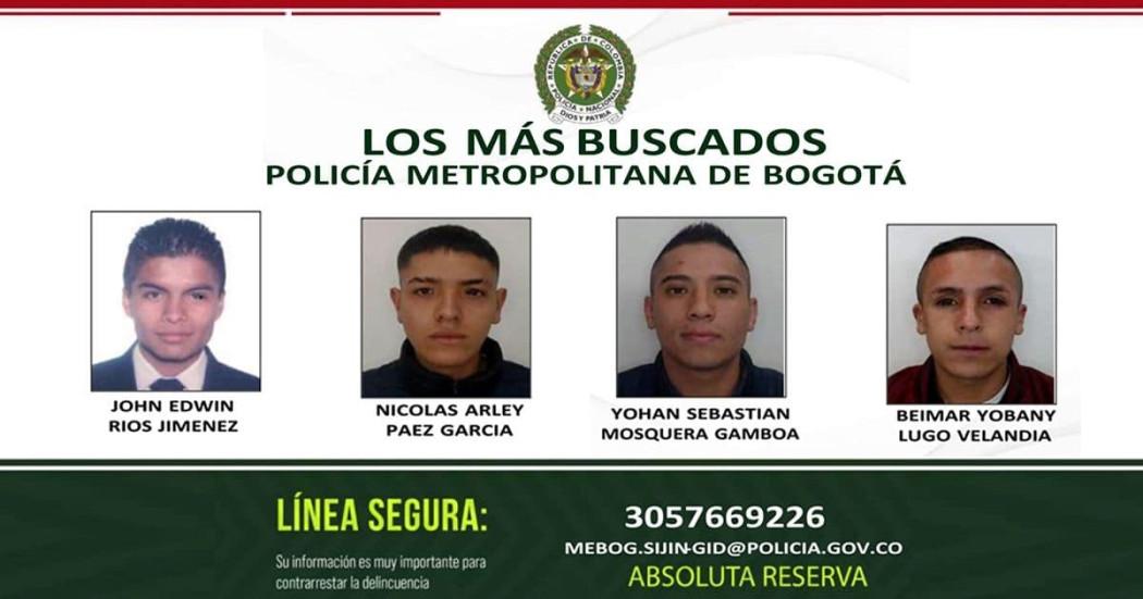 Foto del cartel más buscados 'Los Pumas' en Bogotá.