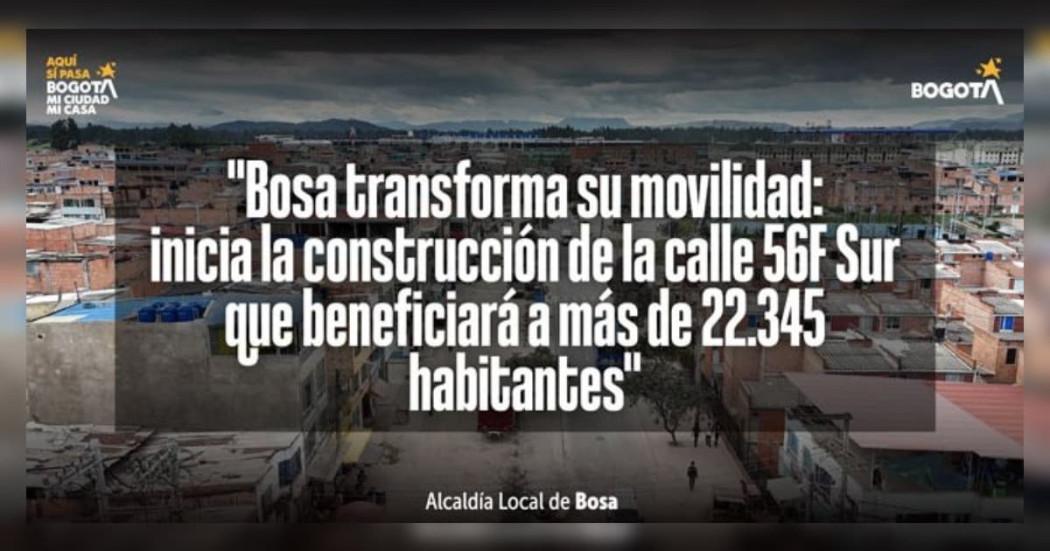 Obras viales y espacio público en calle 56F sur de Bosa, sur de Bogotá
